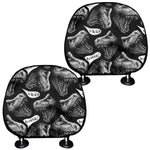 Black And White T-Rex Dinosaur Print Car Headrest Covers