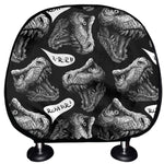 Black And White T-Rex Dinosaur Print Car Headrest Covers