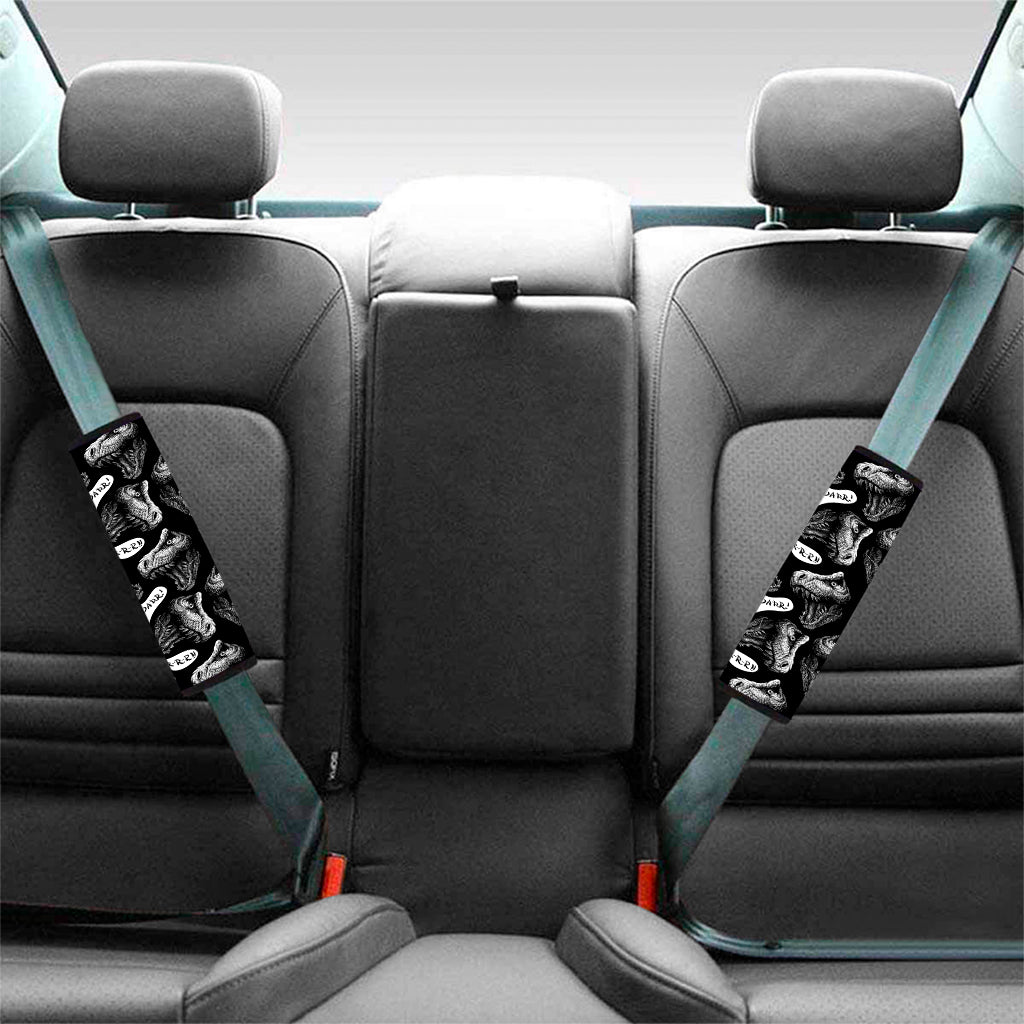 Black And White T-Rex Dinosaur Print Car Seat Belt Covers