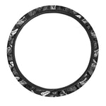 Black And White T-Rex Dinosaur Print Car Steering Wheel Cover