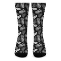 Black And White T-Rex Dinosaur Print Crew Socks