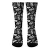 Black And White T-Rex Dinosaur Print Crew Socks