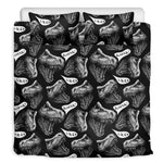 Black And White T-Rex Dinosaur Print Duvet Cover Bedding Set