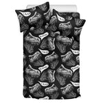 Black And White T-Rex Dinosaur Print Duvet Cover Bedding Set
