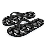 Black And White T-Rex Dinosaur Print Flip Flops