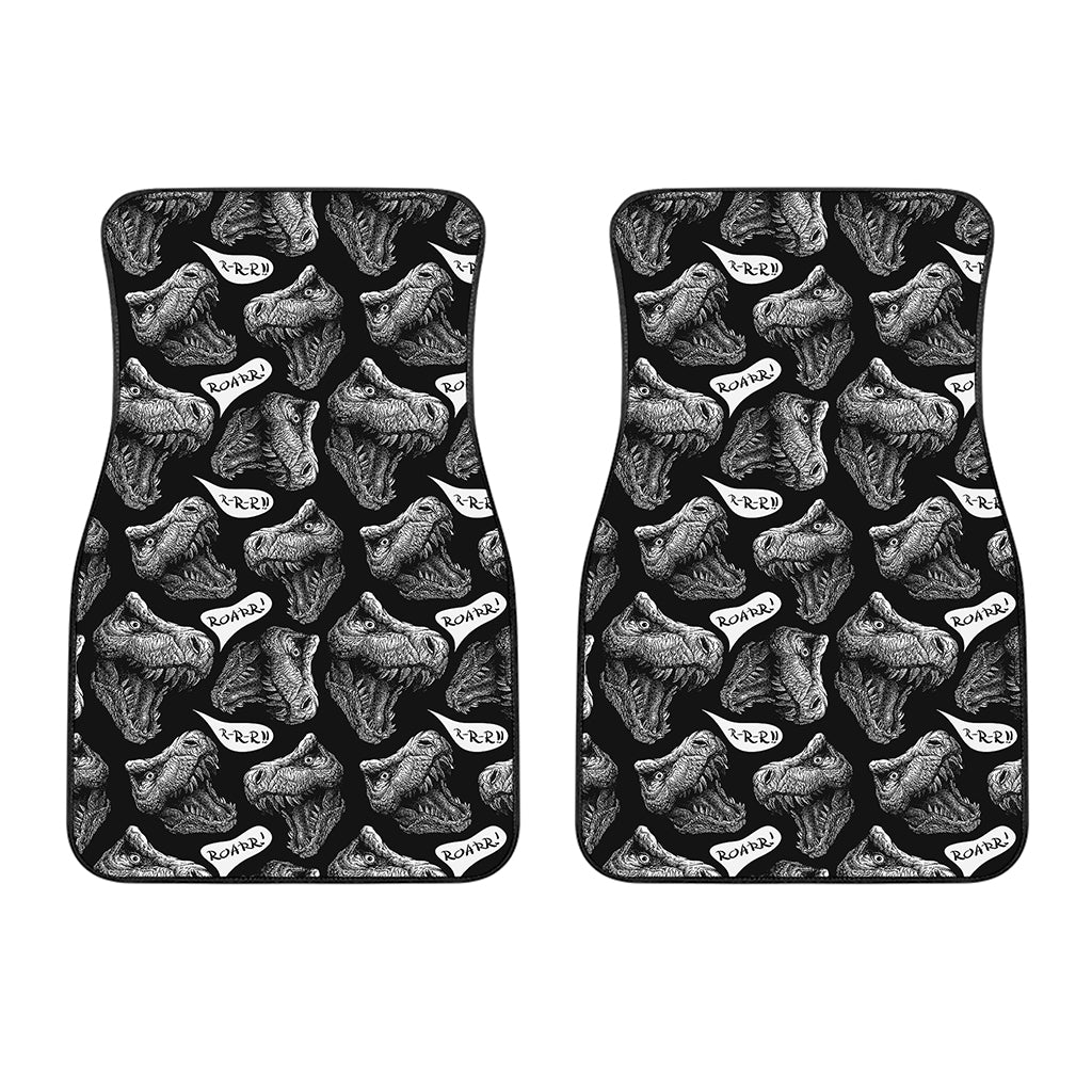 Black And White T-Rex Dinosaur Print Front Car Floor Mats