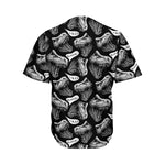 Black And White T-Rex Dinosaur Print Men's Baseball Jersey