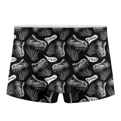 Black And White T-Rex Dinosaur Print Men's Boxer Briefs