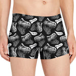 Black And White T-Rex Dinosaur Print Men's Boxer Briefs
