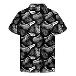 Black And White T-Rex Dinosaur Print Men's Short Sleeve Shirt