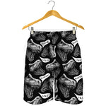Black And White T-Rex Dinosaur Print Men's Shorts
