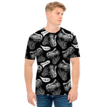 Black And White T-Rex Dinosaur Print Men's T-Shirt
