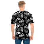 Black And White T-Rex Dinosaur Print Men's T-Shirt