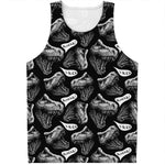Black And White T-Rex Dinosaur Print Men's Tank Top