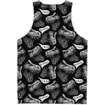 Black And White T-Rex Dinosaur Print Men's Tank Top