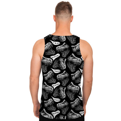 Black And White T-Rex Dinosaur Print Men's Tank Top