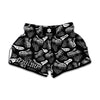 Black And White T-Rex Dinosaur Print Muay Thai Boxing Shorts