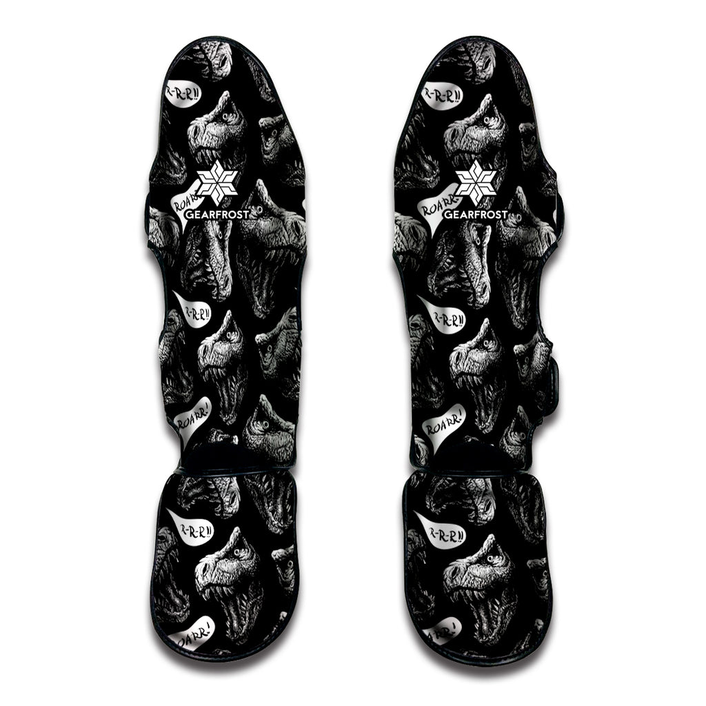 Black And White T-Rex Dinosaur Print Muay Thai Shin Guard