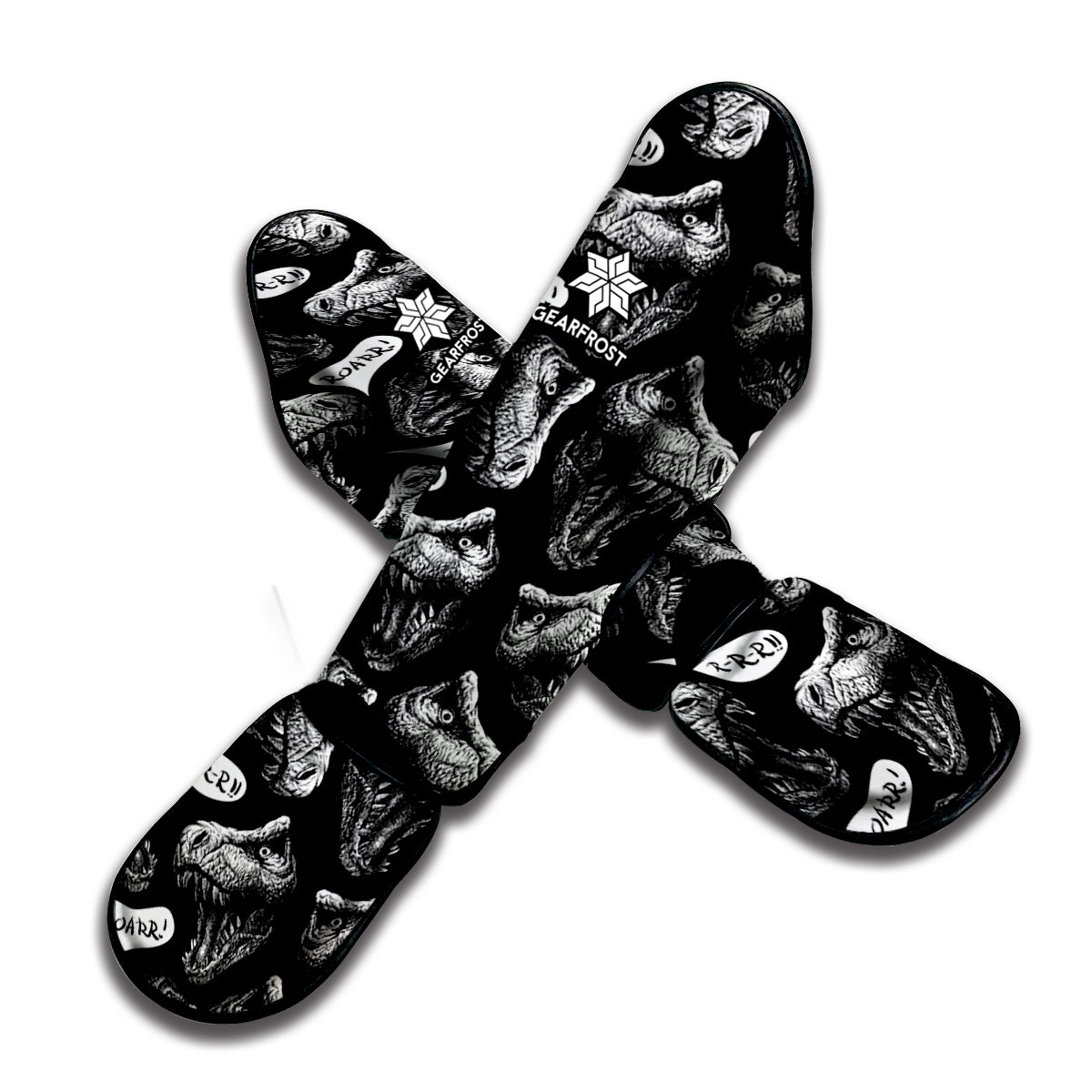 Black And White T-Rex Dinosaur Print Muay Thai Shin Guard