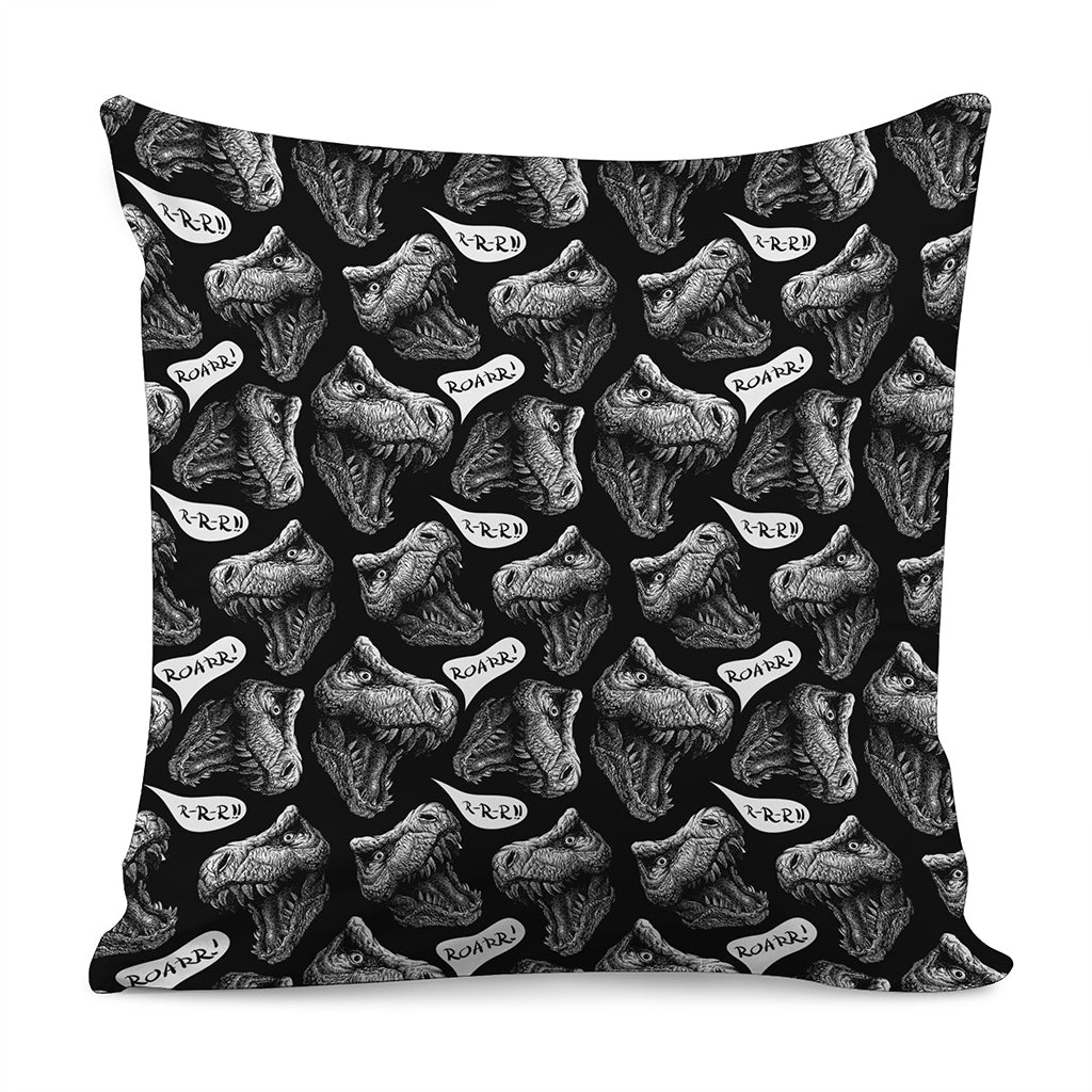 Black And White T-Rex Dinosaur Print Pillow Cover