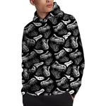 Black And White T-Rex Dinosaur Print Pullover Hoodie