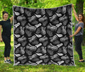 Black And White T-Rex Dinosaur Print Quilt