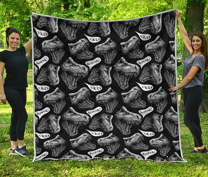 Black And White T-Rex Dinosaur Print Quilt