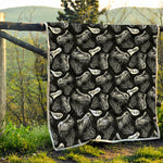 Black And White T-Rex Dinosaur Print Quilt