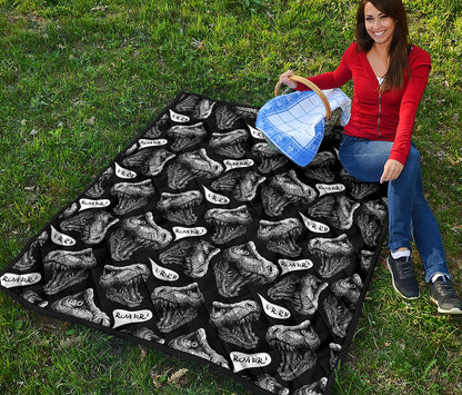 Black And White T-Rex Dinosaur Print Quilt