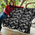 Black And White T-Rex Dinosaur Print Quilt