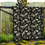 Black And White T-Rex Dinosaur Print Quilt