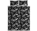 Black And White T-Rex Dinosaur Print Quilt Bed Set