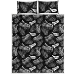 Black And White T-Rex Dinosaur Print Quilt Bed Set