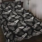 Black And White T-Rex Dinosaur Print Quilt Bed Set