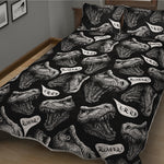 Black And White T-Rex Dinosaur Print Quilt Bed Set