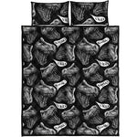 Black And White T-Rex Dinosaur Print Quilt Bed Set