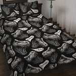 Black And White T-Rex Dinosaur Print Quilt Bed Set