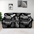 Black And White T-Rex Dinosaur Print Sofa Cover
