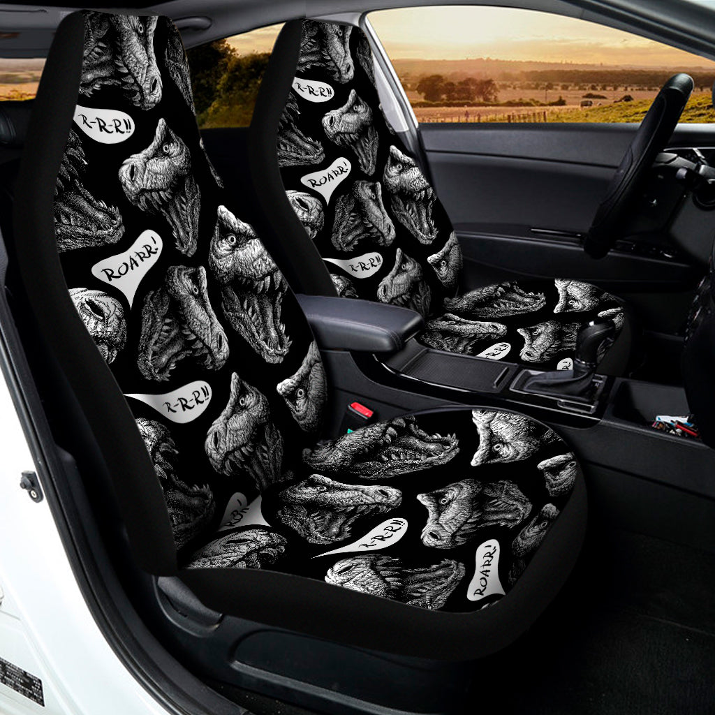 Black And White T-Rex Dinosaur Print Universal Fit Car Seat Covers