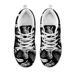 Black And White T-Rex Dinosaur Print White Sneakers