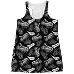 Black And White T-Rex Dinosaur Print Women's Racerback Tank Top