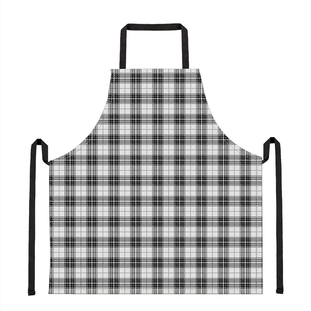 Black And White Tartan Pattern Print Apron