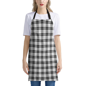 Black And White Tartan Pattern Print Apron