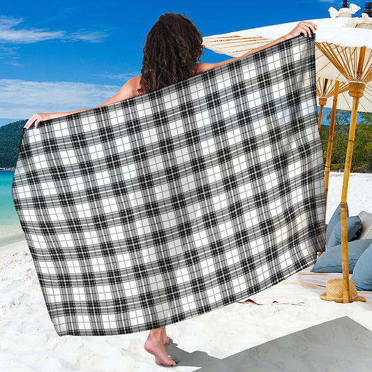 Black And White Tartan Pattern Print Beach Sarong Wrap