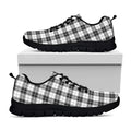 Black And White Tartan Pattern Print Black Running Shoes