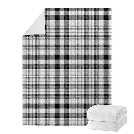 Black And White Tartan Pattern Print Blanket