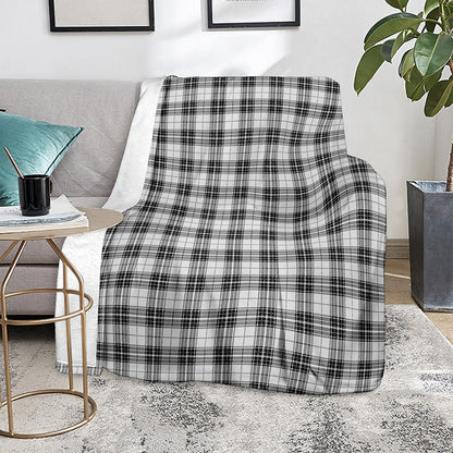 Black And White Tartan Pattern Print Blanket