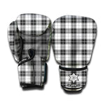 Black And White Tartan Pattern Print Boxing Gloves