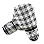 Black And White Tartan Pattern Print Boxing Gloves