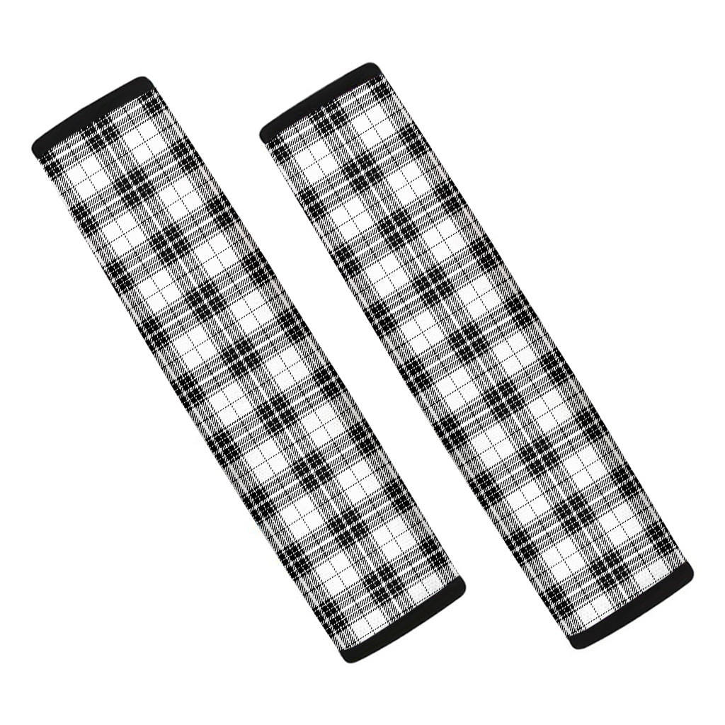 Black And White Tartan Pattern Print Car Seat Belt Covers